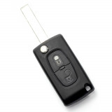 Citroen / Peugeot 407 - Carcasa tip cheie briceag cu 2 butoane, lama HU83-SH2 cu suport baterie, Carguard