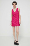 Cumpara ieftin Desigual rochie LACE culoarea roz, mini, drept, 24SWVW48