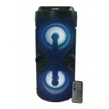 Boxa portabila cu Bluetooth, 12W, AUX-in, Radio FM, Cititor USB, Card TF, Lumini LED DJ, Telecomanda, Albastru, Portabil