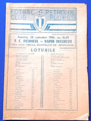 Program meci PETROLUL Ploiesti - RAPID Bucuresti (28.09.1986) foto