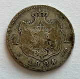1 leu 1884 Moneda Argint Romania Carol I Rege