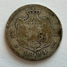 1 leu 1884 Moneda Argint Romania Carol I Rege