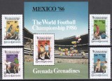 Grenada Grenadine 1986 - Campionatul Mondial de Fotbal - Mexic 1986, Serie + Colita, Cota 18.50 EURO, MNH
