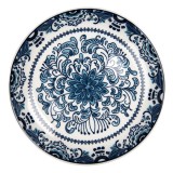 Cumpara ieftin Set 6 farfurii ceramica alba albastra 21x3 cm
