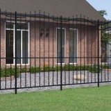 vidaXL Gard grădină cu v&acirc;rfuri negru 222 cm oțel vopsit electrostatic