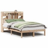 Cumpara ieftin Pat cu biblioteca fara saltea, 135x190 cm, lemn masiv de pin