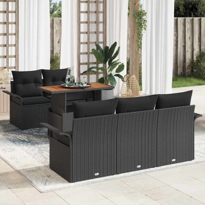 vidaXL Set de canapele pentru grădină 6 pcs Negru 100 x 55 x 73 cm 3349274