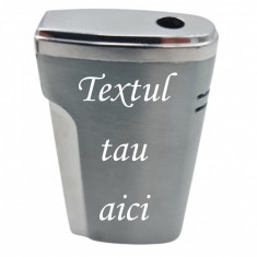 Bricheta metalica personalizata cu textul tau, gaz, antivant, cutie, gri