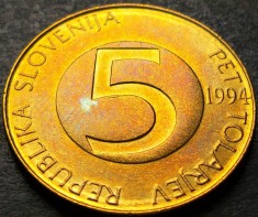 Moneda 5 TOLARI / TOLARJEV - SLOVENIA, anul 1994 *cod 2050 B = A.UNC