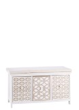 Cumpara ieftin Banca lemn alb maro 80 x 35 x 42 cm