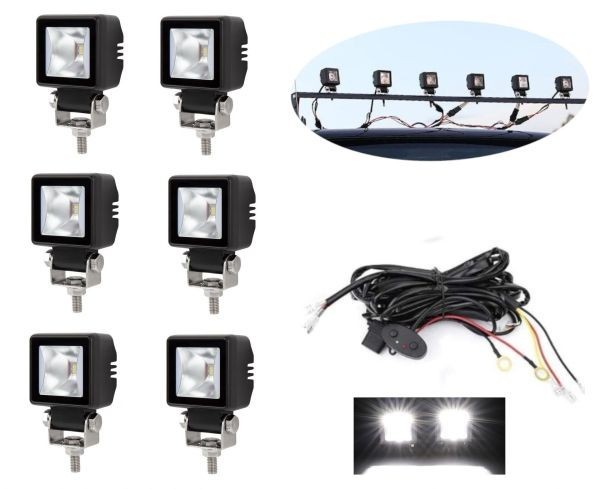 6 x LED Lumini de lucru DRL Hallo Lampe 12V 24V pentru Camion tractor Suv 4x4 Flood Beam Alb