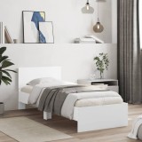 VidaXL Cadru de pat cu tăblie, alb, 90x200 cm, lemn prelucrat