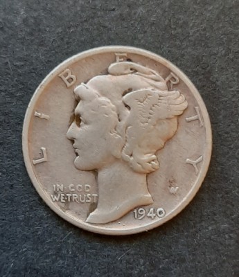 1 Dime &amp;quot;Mercury Dime&amp;quot; 1940, USA - G 4246 foto