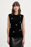Stine Goya vestă din amestec de l&acirc;nă culoarea negru, SG-AW25-K043-2359