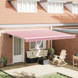 VidaXL Marchiza Retractabilă Manuală Dungi Roșii și Albe 450x350 cm