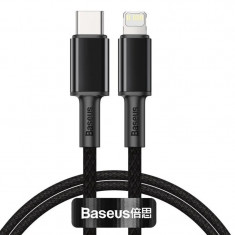 Cablu Alimentare si Date Baseus High Density Braided Fast Charging USB Type-C la Lightning Iphone PD 20W braided 1m Negru foto
