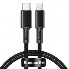 Cablu Alimentare si Date Baseus High Density Braided Fast Charging USB Type-C la Lightning Iphone PD 20W braided 1m Negru