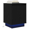 Noptiera Gossi Negru cu LED 38x34x50 cm, Lemn Prelucrat, Spatiu Depozitare, Design Modern
