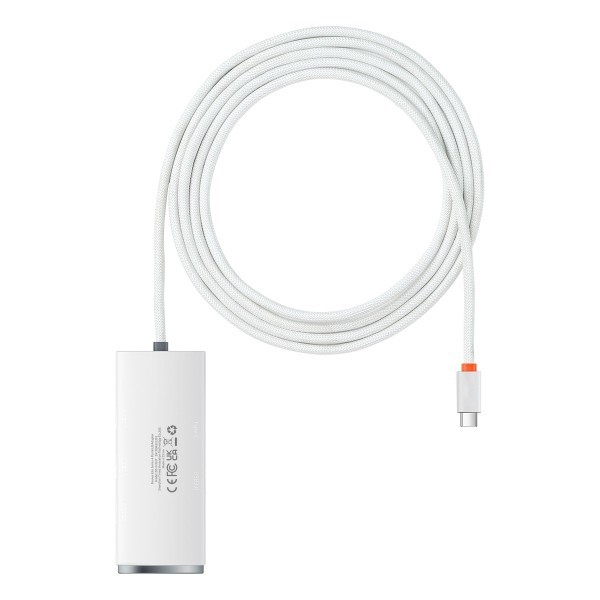 Hub USB-C Baseus Lite, 4 x USB-A 3.2, 2m, Alb