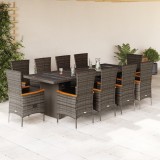 vidaXL Set mobilier de grădină cu perne, 11 piese, gri, poliratan 3277554