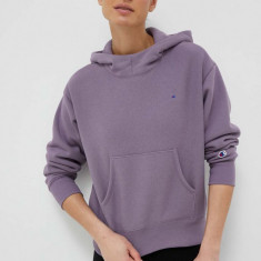 Champion bluza femei, culoarea violet, cu glugă, neted