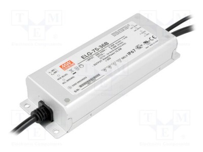 Alimentator pulsatoriu LED MEAN WELL 75W 36VDC 2,1A IP67 foto