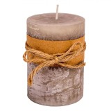 Lum&acirc;nare Parafina, Sfoară Decorativă, Gri-Maro, Diametru 6.8 cm, &Icirc;nălțime 9.5 cm, Timp Ardere 35 Ore, Oem