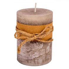 Lum&acirc;nare Parafina, Sfoară Decorativă, Gri-Maro, Diametru 6.8 cm, &Icirc;nălțime 9.5 cm, Timp Ardere 35 Ore