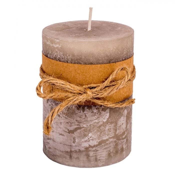 Lum&acirc;nare Parafina, Sfoară Decorativă, Gri-Maro, Diametru 6.8 cm, &Icirc;nălțime 9.5 cm, Timp Ardere 35 Ore