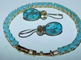 Cercei noi argint, turcoaze blue copper, bratara cadou