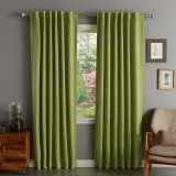 Set draperii din catifea cu rejansa transparenta cu ate pentru galerie, Madison, 250x230 cm, densitate 700 g/ml, Moss green, 2 buc