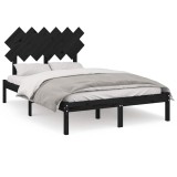 Cumpara ieftin Cadru de pat dublu, negru, 135x190 cm, lemn masiv