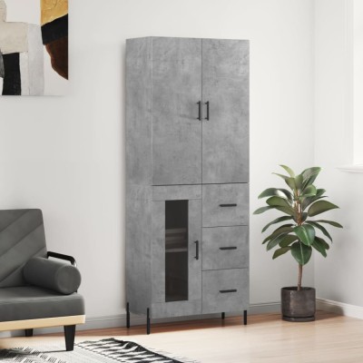 Dulap &amp;icirc;nalt, gri beton, 69,5x34x180, lemn compozit foto