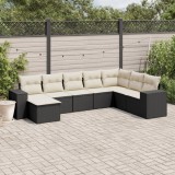 Gossi set mobilier de gradina cu perne, 8 piese, negru, poliratan