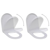 vidaXL Capace WC cu &icirc;nchidere silențioasă, 2 buc., alb, plastic
