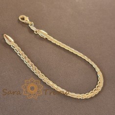Bratara unisex placata cu aur , model nou, sarpe impletit pe mijloc, 19 cm foto