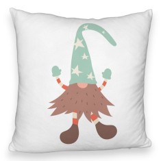 Perna Decorativa Fluffy cu tematica de Craciun, Gnom 3 40x40 cm, Alba, Husa Detasabila, Burduf foto
