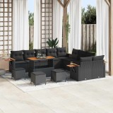 VidaXL Set de canapele pentru grădină 14 pcs Negru 110 x 55 x 71 cm