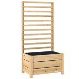 Outsunny Jardiniere &icirc;naltă cu spalier din lemn, ghiveci &icirc;nălțat cu orificiu de scurgere și material nețesut 60 x 39 x 120 cm lemn natural | Aosom Roma