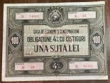 B11 112 - Bancnota foarte veche - Romania - Obligatiune CEC - 100 lei - Emisiune RPR