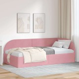 vidaXL Cadru de pat colțar cu headboard Roz 90 cm x 190 cm Catifea 42016639