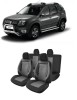 Set huse scaune compatibile Dacia Duster 2010-2017 Piele + Textil (Compatibile cu sistem AIRBAG)