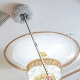 Mop pentru curatarea prafului, cu maner inox, lungime maner ajustabila 45 - 180 cm, doua lavete detasabile, dimensiuni 29 x 195 cm, argintiu