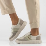 Sneakers Dama Piele Naturala Filippo Bej - Adidasi Casual cu Platforma 4cm, Marimea 39