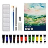Set Pictura cu Vopsele Acrilice Tub &amp; Accesorii - 19 piese, CMCLASS