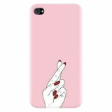 Husa silicon pentru Apple Iphone 4 / 4S, Pink Finger Cross