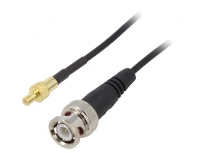 Cablu 50&amp;Omega; 1m BNC Tata SMB Tata PTFE Ecranat Negru Drept foto
