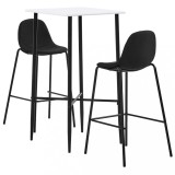 Set mobilier de bar, 3 piese, negru, material textil