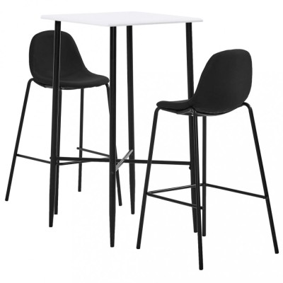 Set mobilier de bar, 3 piese, negru, material textil foto
