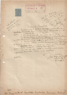 A3572N Octav Șuluțiu, act scris și semnat olograf, 1947 foto